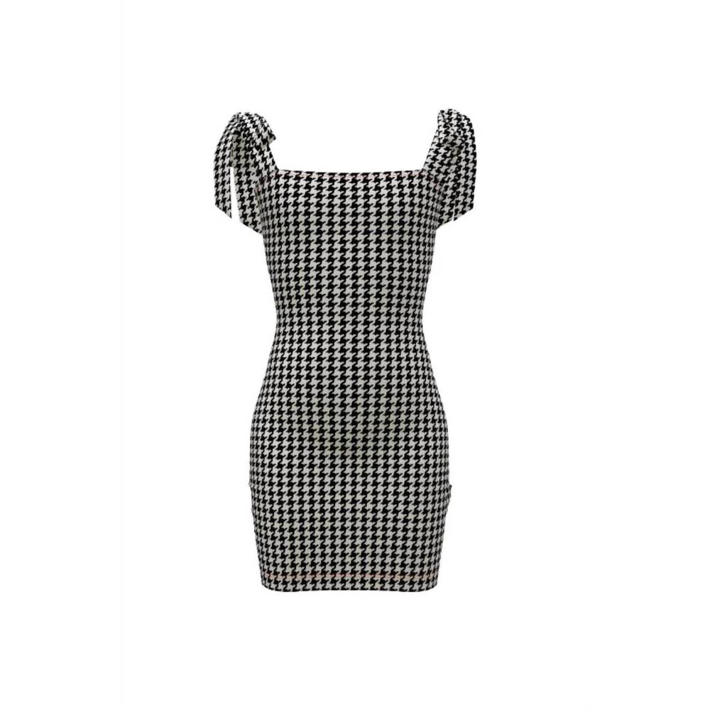 NEW THEME tween girls chloe houndstooth dress in black & white